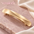 venslorb™ Foldline French Barrette, 3.7-Inch Brushed Metal Hair Clip with Sculpted Fold Detail for Half-Up Styling