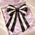 venslorb™ Duet Layered Satin Bow Hair Clip, Adult Double-Ribbon Barrette with Long Tails for Dressy & Everyday Hairstyles